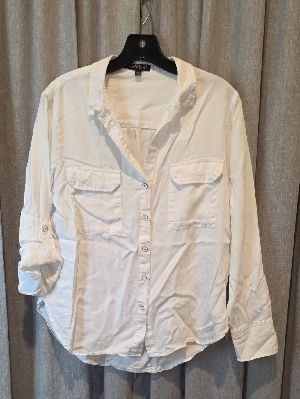 Velvet Heart Sirena Optic White Button-Down Shirt with Chest Pockets